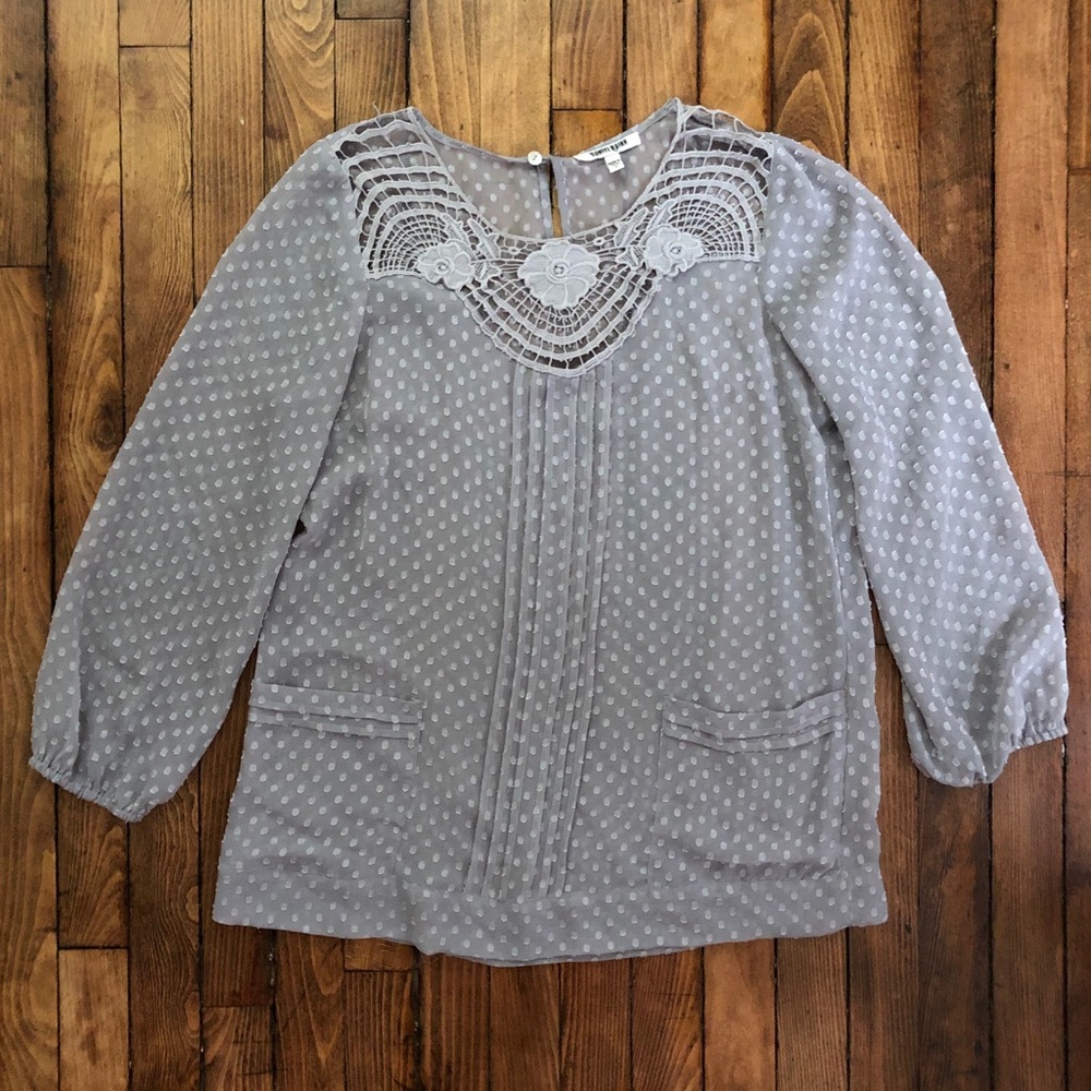 DANIEL RAINN Sheer Polka Dot Blouse